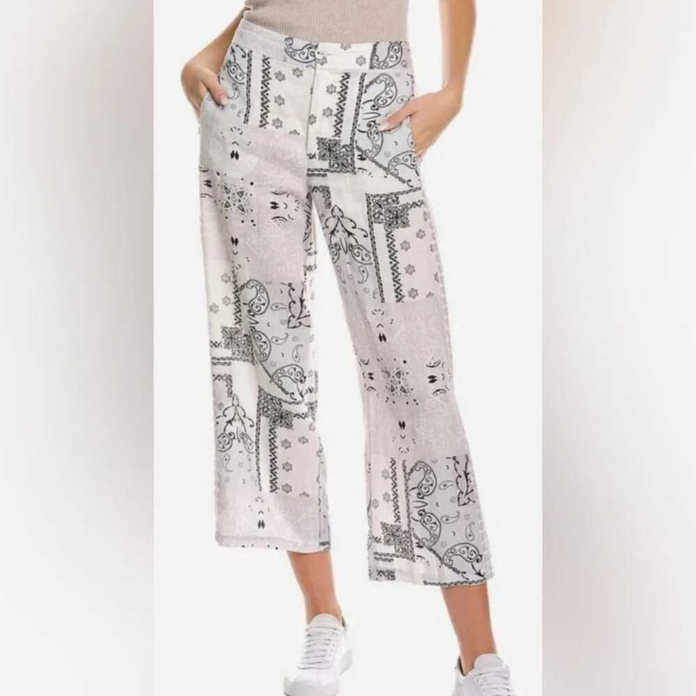 Johnny Was Workshop Bandana Print Wide-Leg Linen Pants Size S